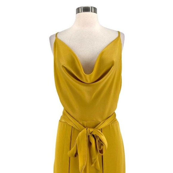 The Jetset Diaries Topaz Jumpsuit Gold Draped Neck Split Leg New Size Medium - Picture 3 of 7